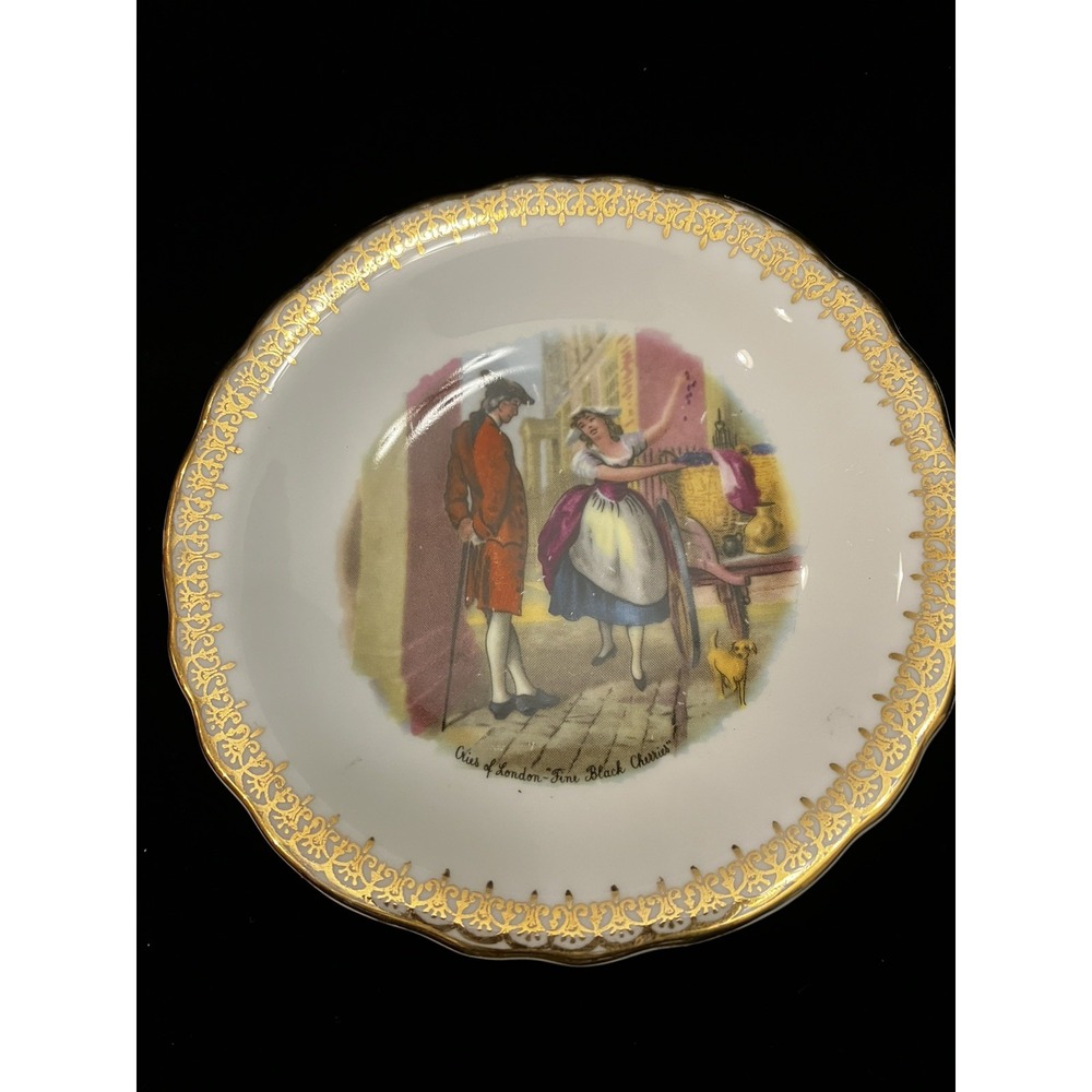 Vtg Royal Grafton Bone China Butter Trinket Dish England Cries London Cherries